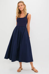 Navy Mixed Media Juliette Dress